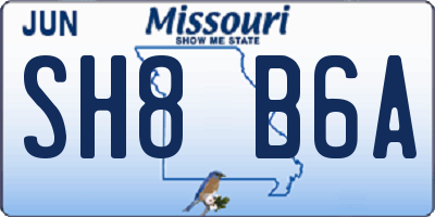 MO license plate SH8B6A