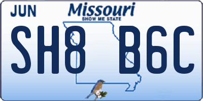 MO license plate SH8B6C