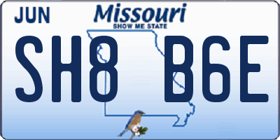 MO license plate SH8B6E