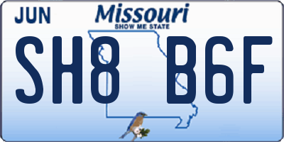 MO license plate SH8B6F