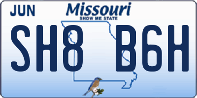 MO license plate SH8B6H