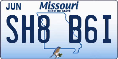 MO license plate SH8B6I