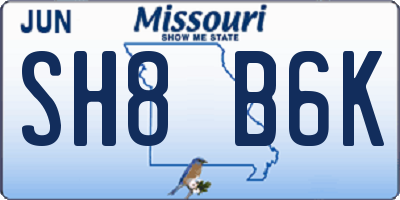 MO license plate SH8B6K