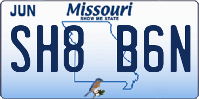 MO license plate SH8B6N