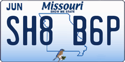 MO license plate SH8B6P