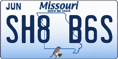 MO license plate SH8B6S
