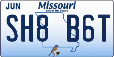 MO license plate SH8B6T