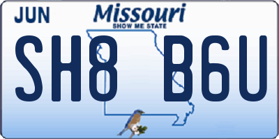MO license plate SH8B6U