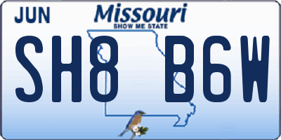 MO license plate SH8B6W