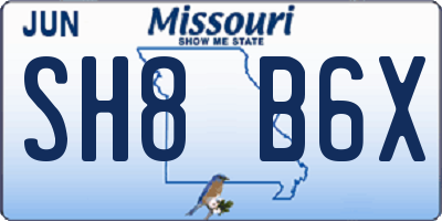 MO license plate SH8B6X