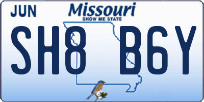 MO license plate SH8B6Y