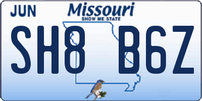 MO license plate SH8B6Z