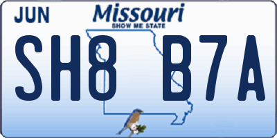 MO license plate SH8B7A