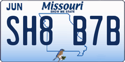 MO license plate SH8B7B
