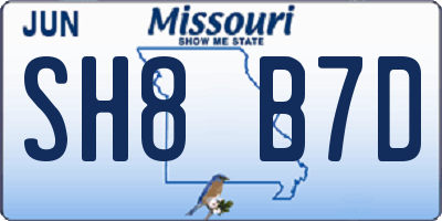 MO license plate SH8B7D
