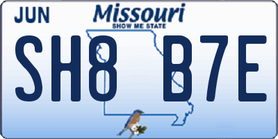 MO license plate SH8B7E
