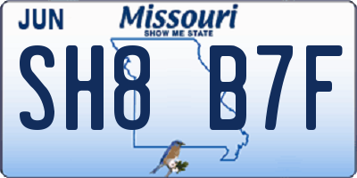 MO license plate SH8B7F