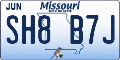 MO license plate SH8B7J