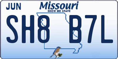 MO license plate SH8B7L