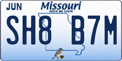 MO license plate SH8B7M
