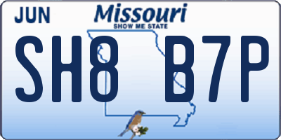 MO license plate SH8B7P
