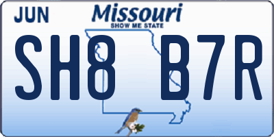 MO license plate SH8B7R