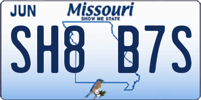 MO license plate SH8B7S