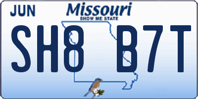MO license plate SH8B7T