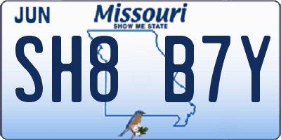MO license plate SH8B7Y