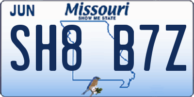 MO license plate SH8B7Z