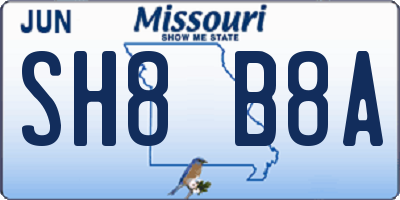 MO license plate SH8B8A