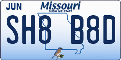 MO license plate SH8B8D