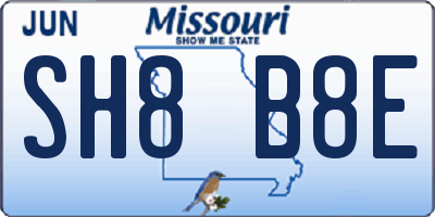 MO license plate SH8B8E