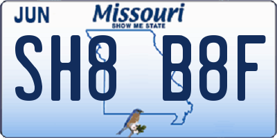 MO license plate SH8B8F