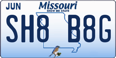 MO license plate SH8B8G