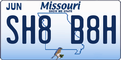 MO license plate SH8B8H