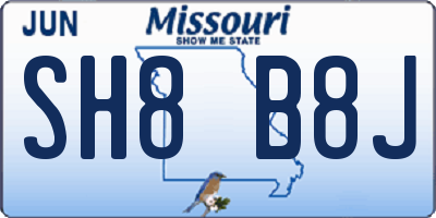 MO license plate SH8B8J