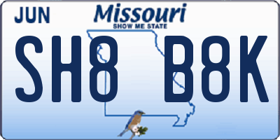 MO license plate SH8B8K