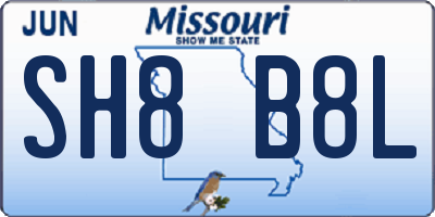 MO license plate SH8B8L