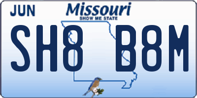 MO license plate SH8B8M