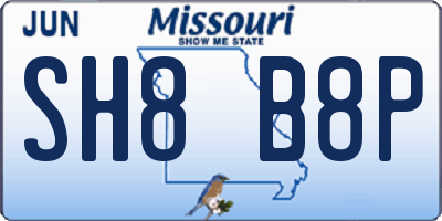 MO license plate SH8B8P