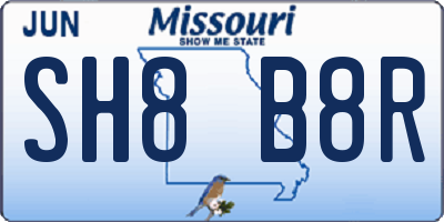 MO license plate SH8B8R