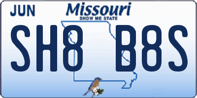 MO license plate SH8B8S