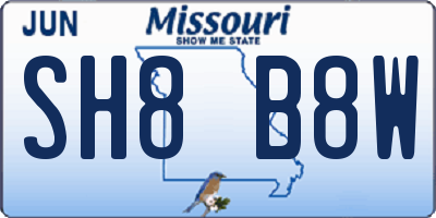 MO license plate SH8B8W