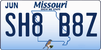 MO license plate SH8B8Z