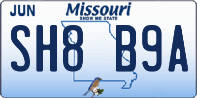 MO license plate SH8B9A
