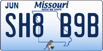 MO license plate SH8B9B