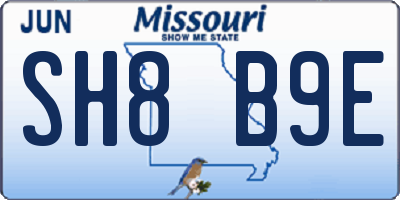 MO license plate SH8B9E