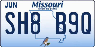 MO license plate SH8B9Q
