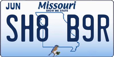 MO license plate SH8B9R